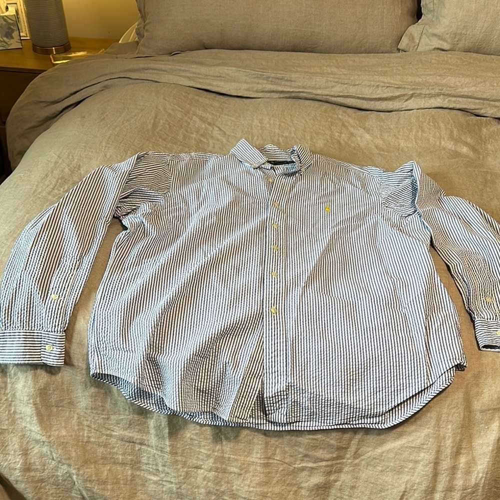 Polo Blue Striped Shirt seersucker